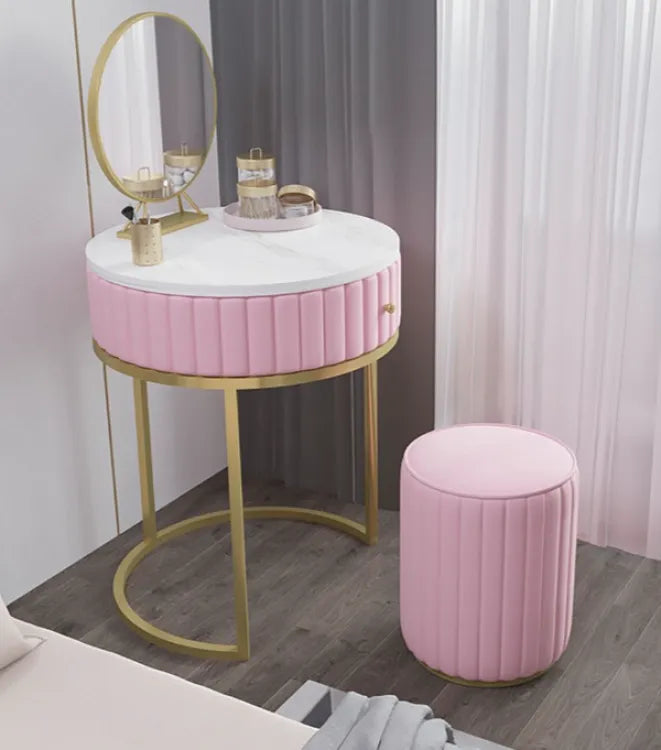 Elegant Dressing Table Set with Tufted Stool 1325
