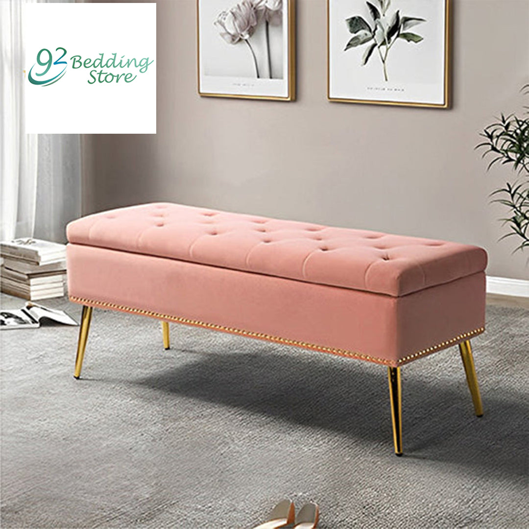 Luxury Three Seater Velvet Stool With Storage Space - 1226