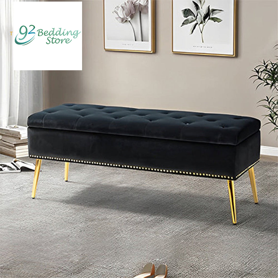 Luxury Three Seater Velvet Stool With Storage Space - 1226