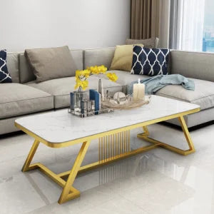 Living Room/Office/Dining Room Gilded Iron Frame Nordic Table - 1329