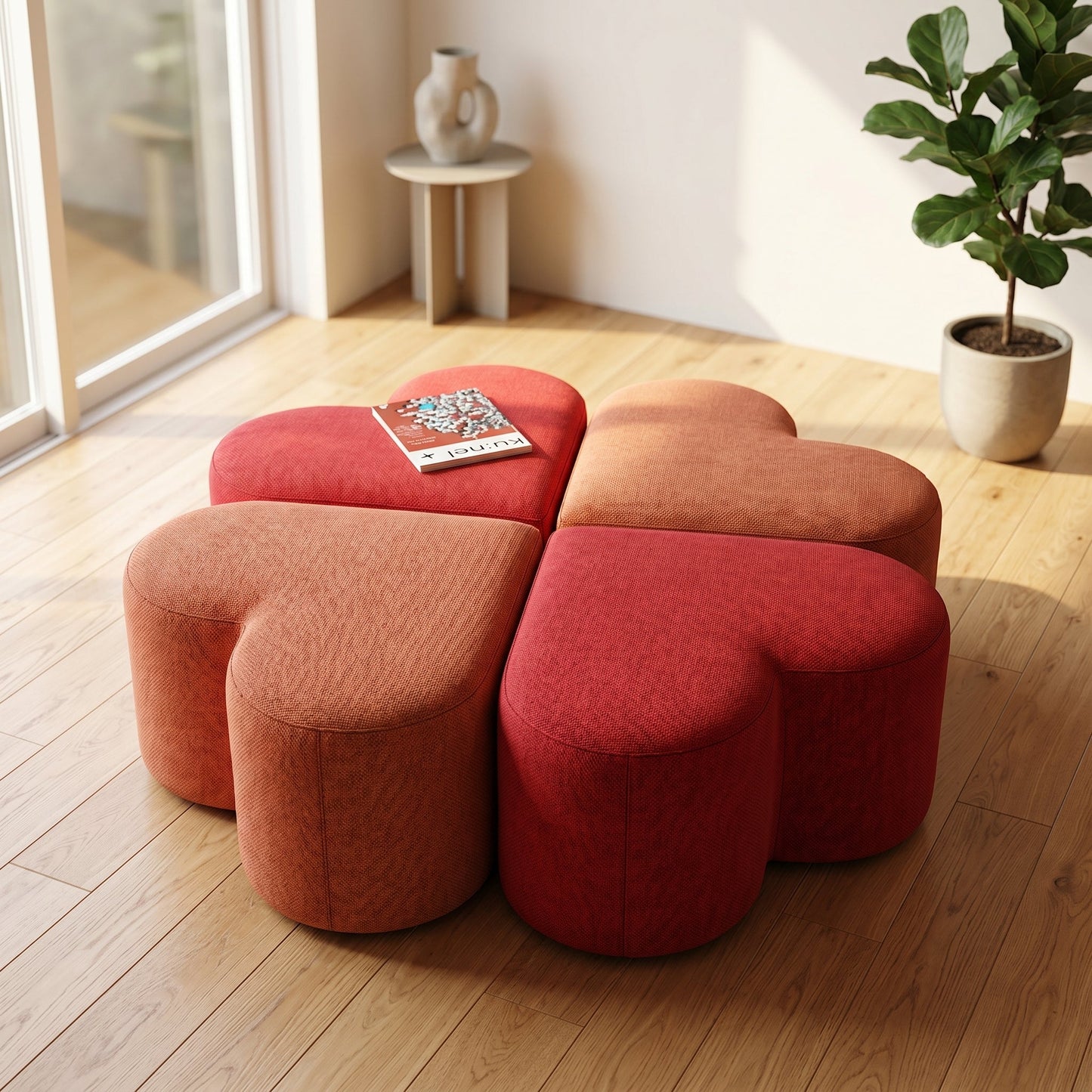 Large Heart Shaped Pouffe Stool - 1580