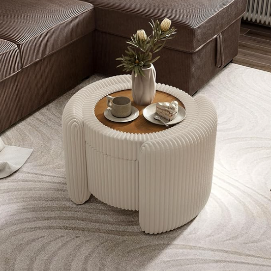 1 Seater Modern Chenille Storage Box- 1532