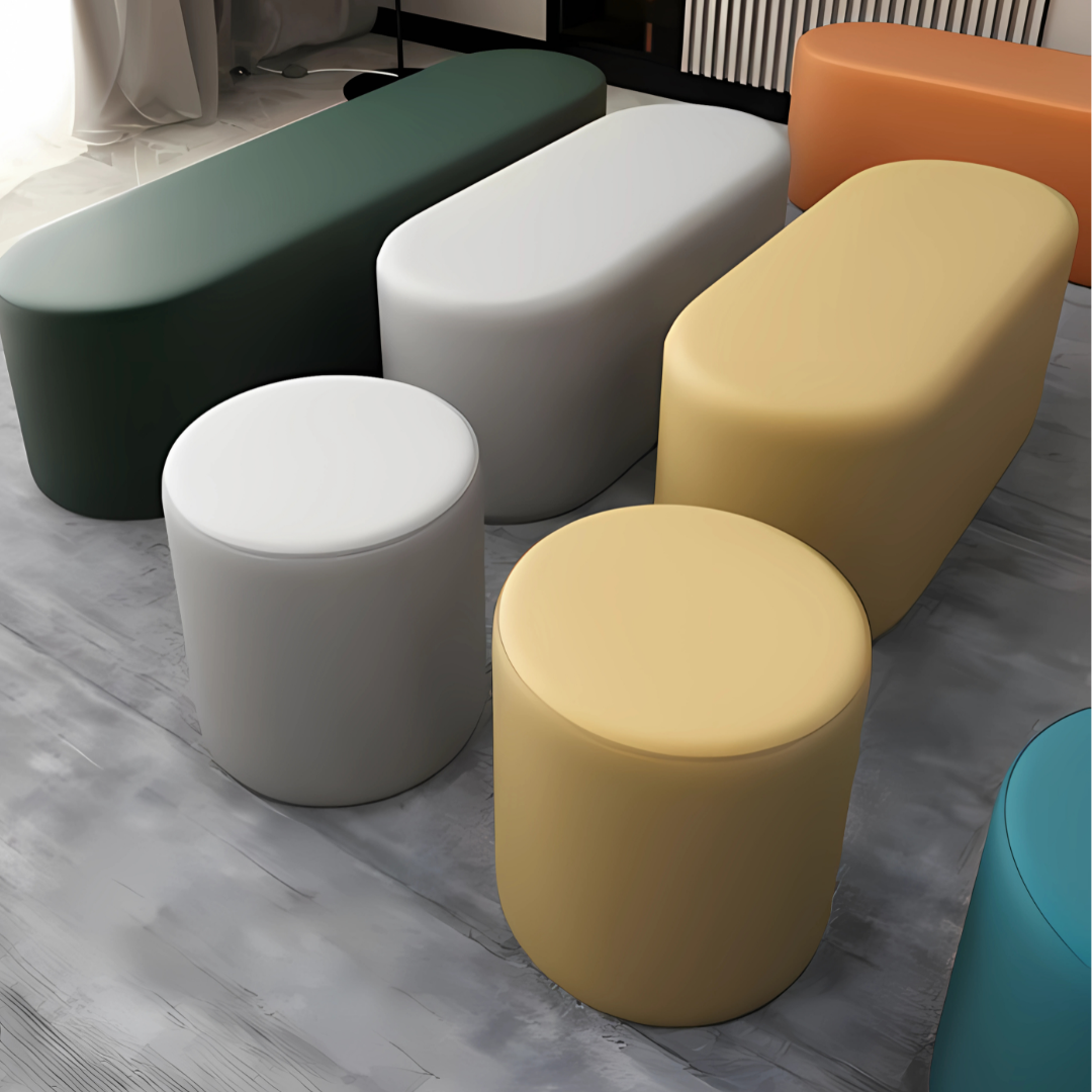 Alastair Leather Wooden Stool- 1523