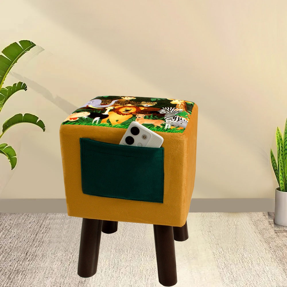 Wooden stool Square shape Print-1375