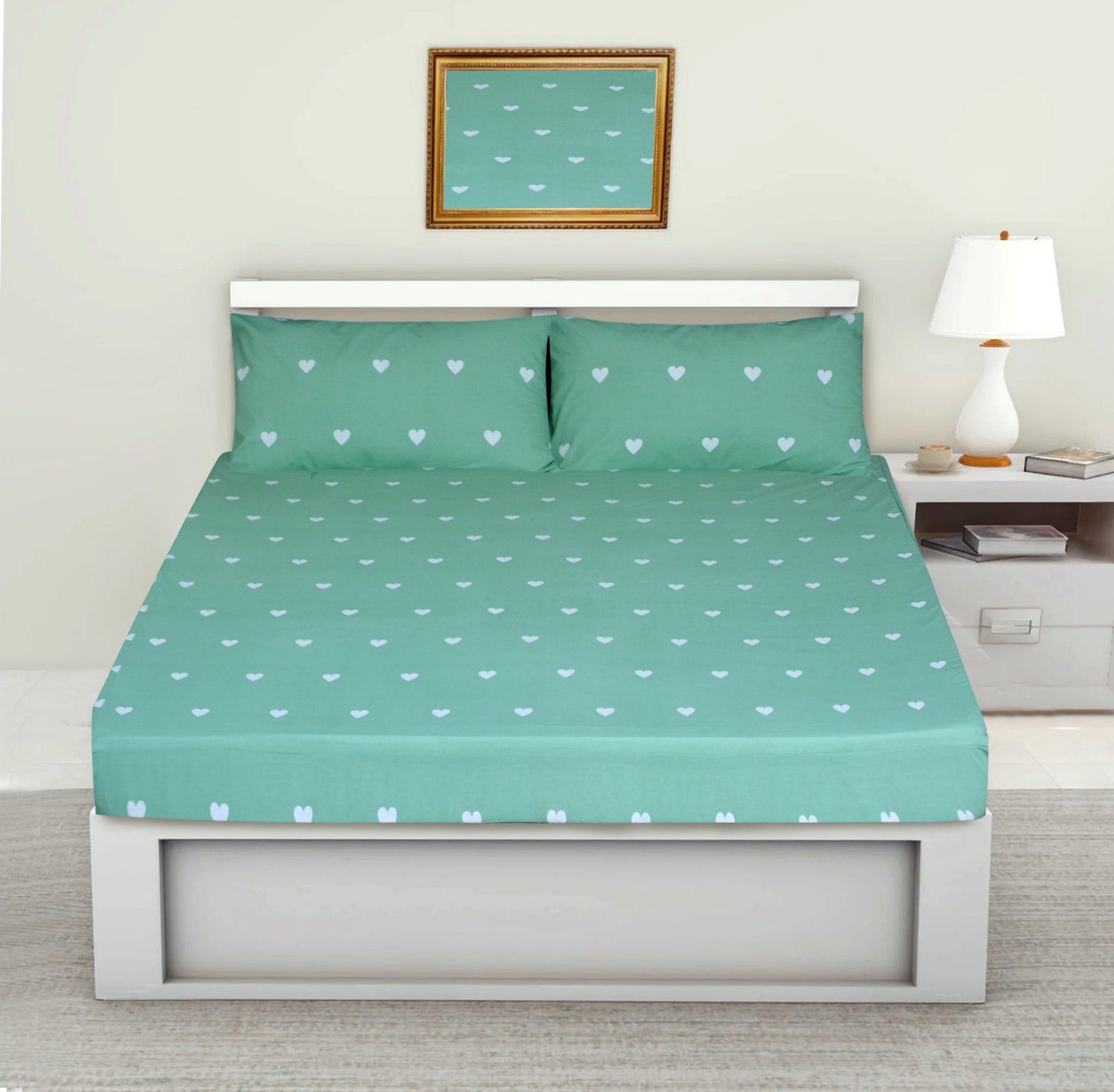 3PCS Printed Fitted Sheet with pillow Covers - 1172