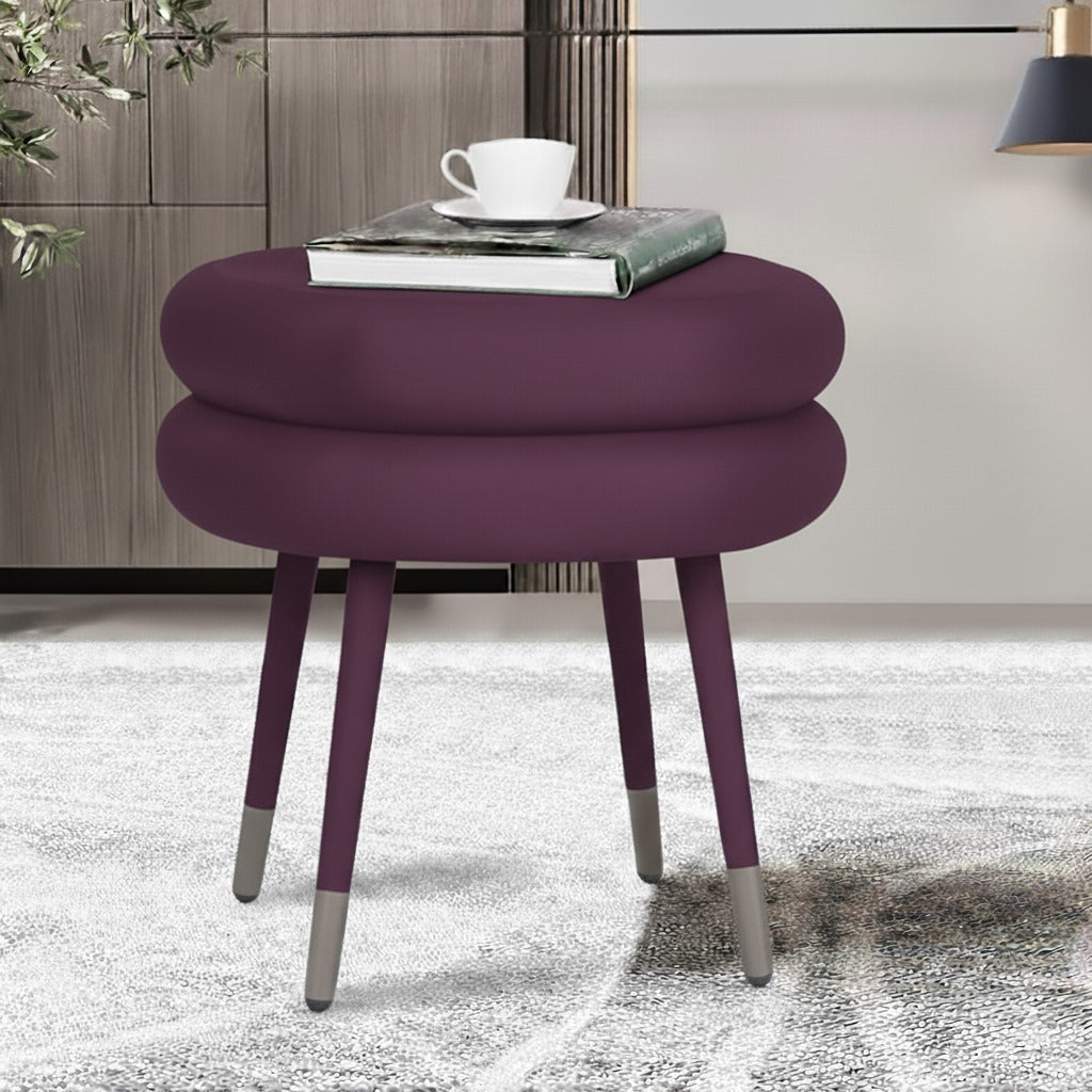 Double Layer Flannel Round Footrest Stool - 1444