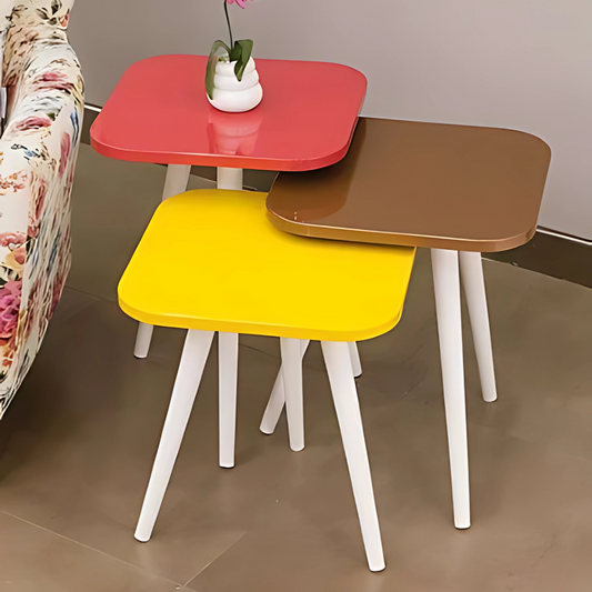 Set of 3 Rectangular Wooden Coffee Table - 1507