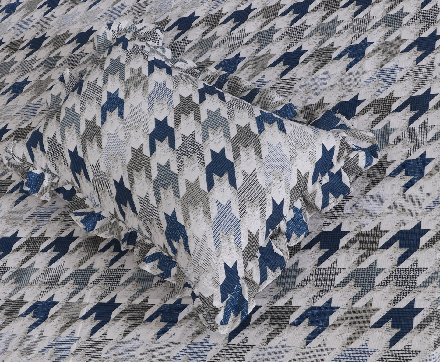 3 PCs Fitted Bed skirt with Pillow cover - 1143