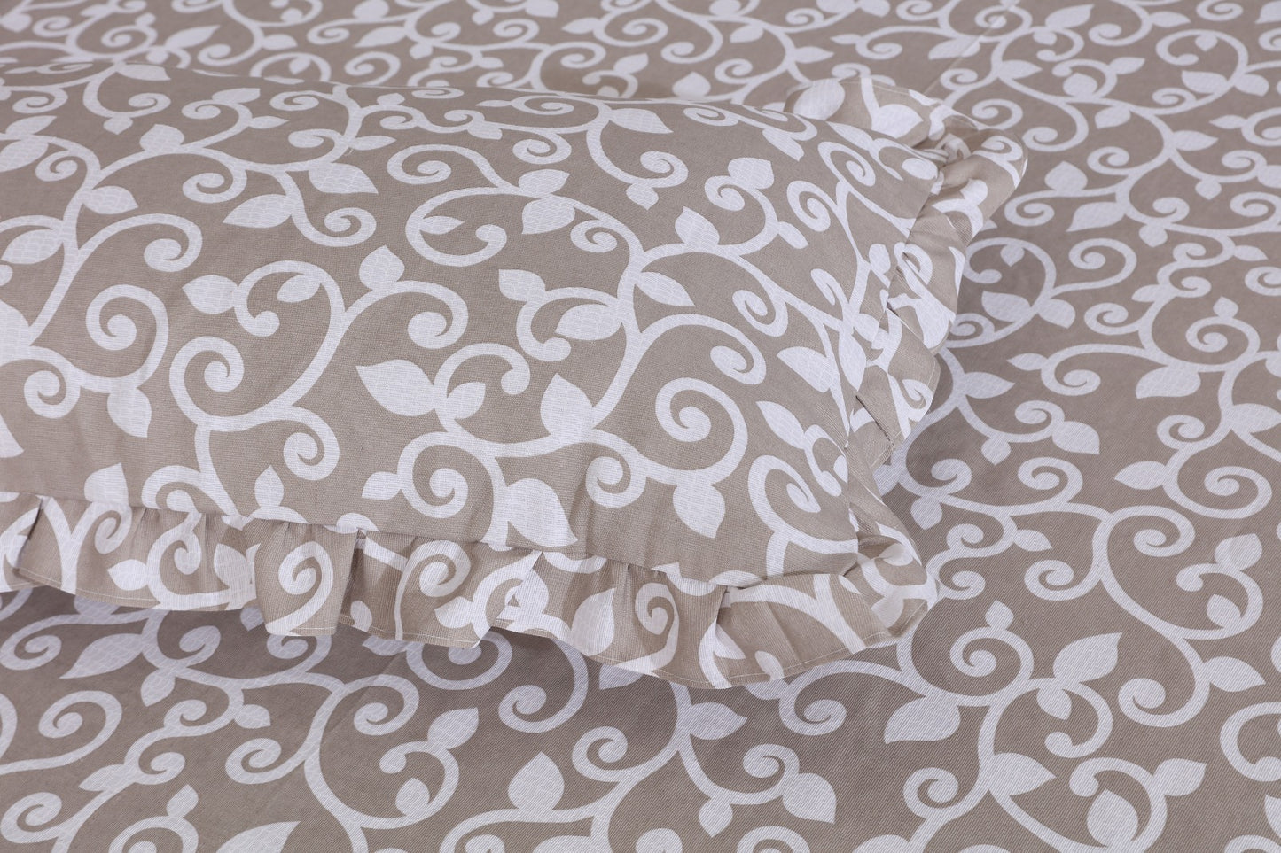 3 PCs Fitted Bed skirt with Pillow cover - 1145