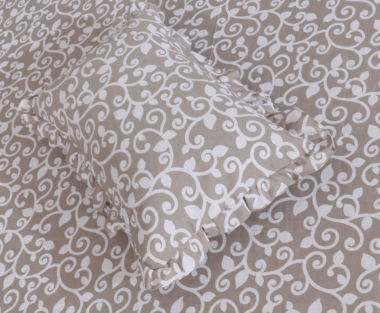 3 PCs Fitted Bed skirt with Pillow cover - 1145