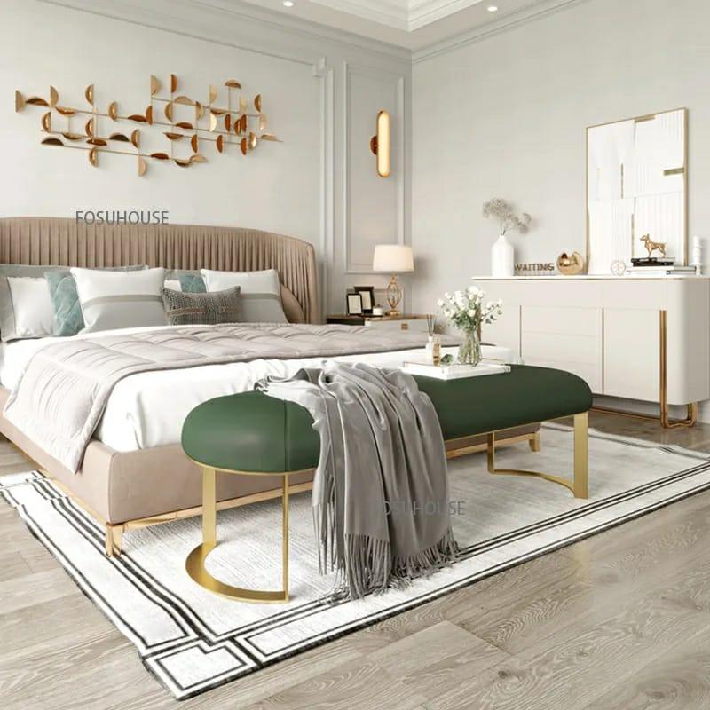 Luxury Nordic 3 Seater Stool With Light Steel Stand -1215 - 92Bedding