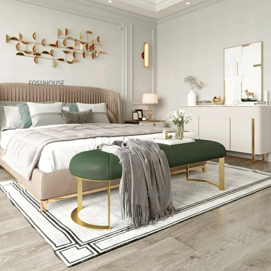 Luxury Nordic 3 Seater Stool With Light Steel Stand -1215 - 92Bedding