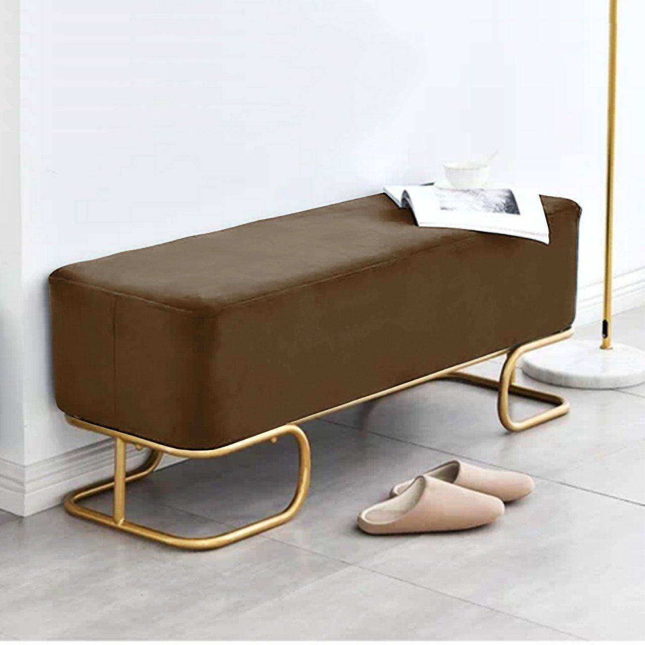 Luxury Wooden stool 3 Seater With Steel Stand -325 - 92Bedding