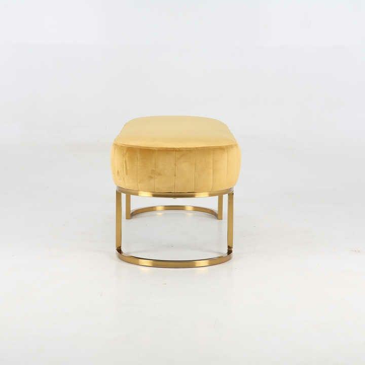 3 Seater Luxury Velvet Stool With Golden Steel Stand -1099 - 92Bedding
