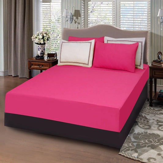 5 Pc's Baratta Stitched Fitted Sheet Set Shocking Pink - 92Bedding