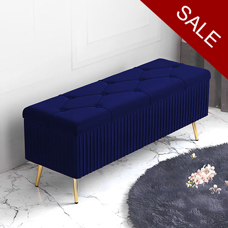 Luxury Three Seater Velvet Stool With Storage Box Space - 1260