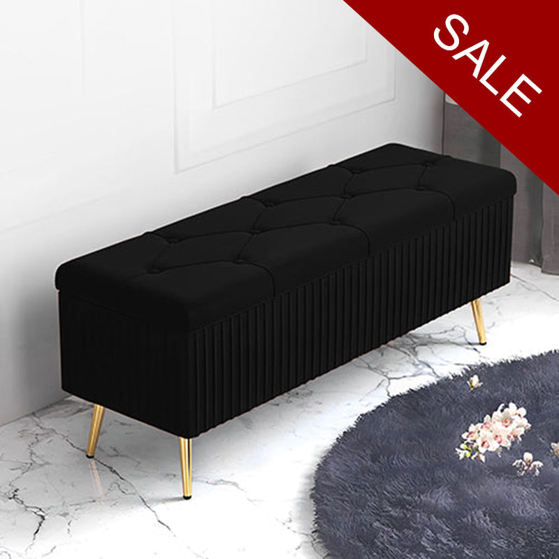 Luxury Three Seater Velvet Stool With Storage Box Space - 1260