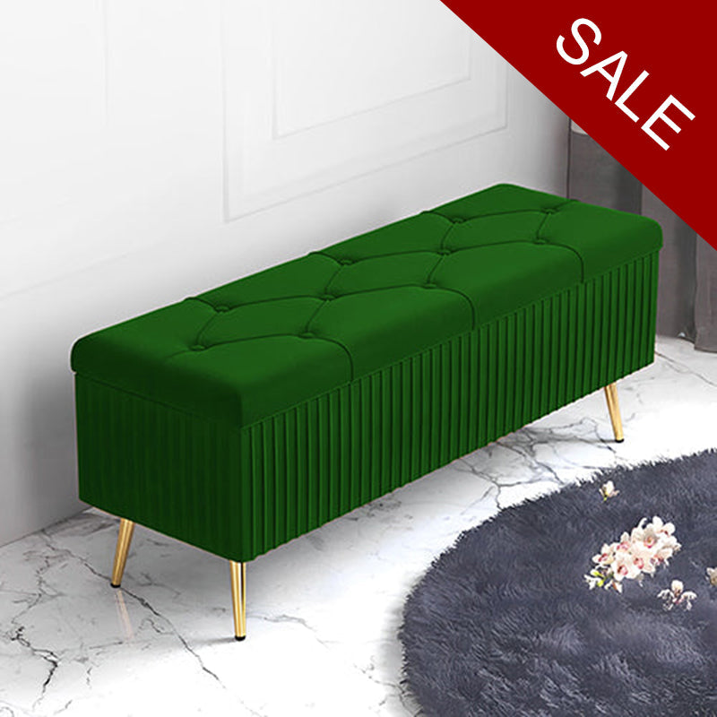 Luxury Three Seater Velvet Stool With Storage Box Space - 1260