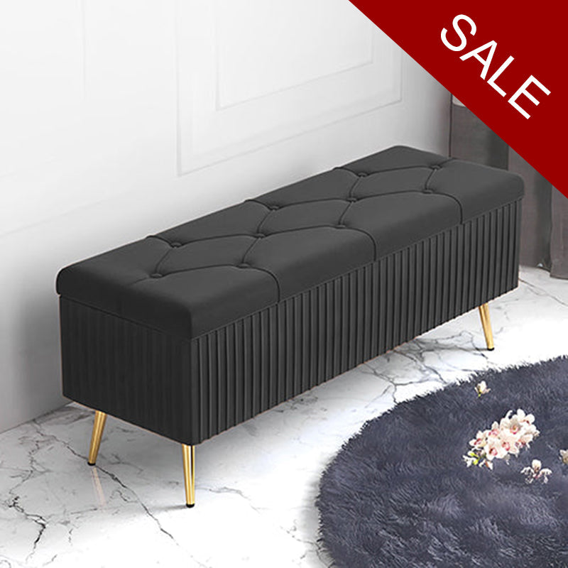 Luxury Three Seater Velvet Stool With Storage Box Space - 1260