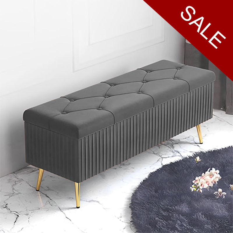 Luxury Three Seater Velvet Stool With Storage Box Space - 1260