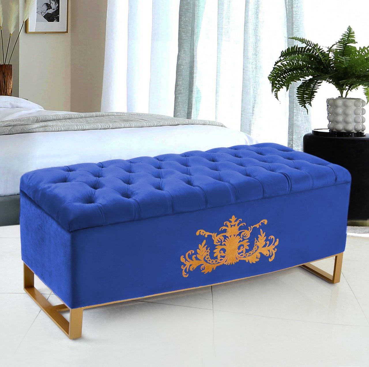3 Seater Ottoman Storage Box With Embroidery-922 - 92Bedding