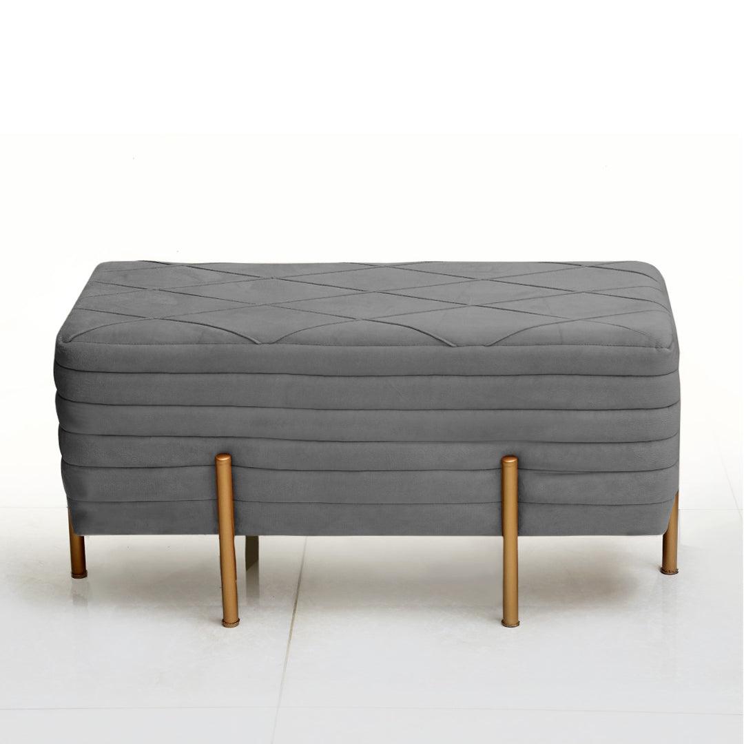 2 Seater Luxury Pleated Wooden Stool With Steel Stand-846 - 92Bedding