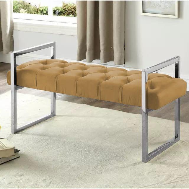 3 Seater Luxury Stainless Steel Ottoman Stool -936 - 92Bedding