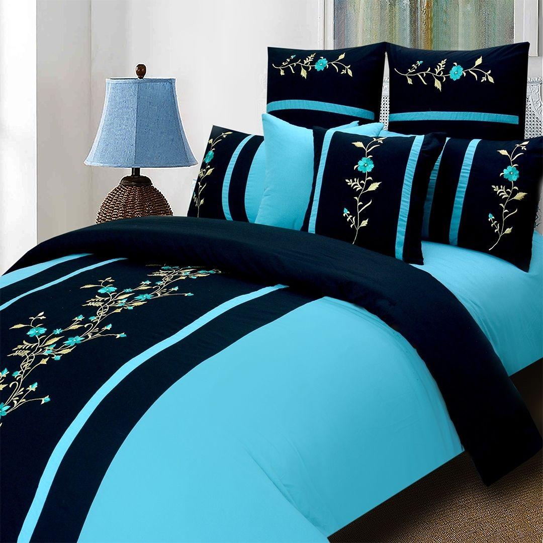 8 PCS Luxury Embroidered Duvet Set Black –