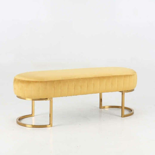 3 Seater Luxury Velvet Stool With Golden Steel Stand -1099 - 92Bedding