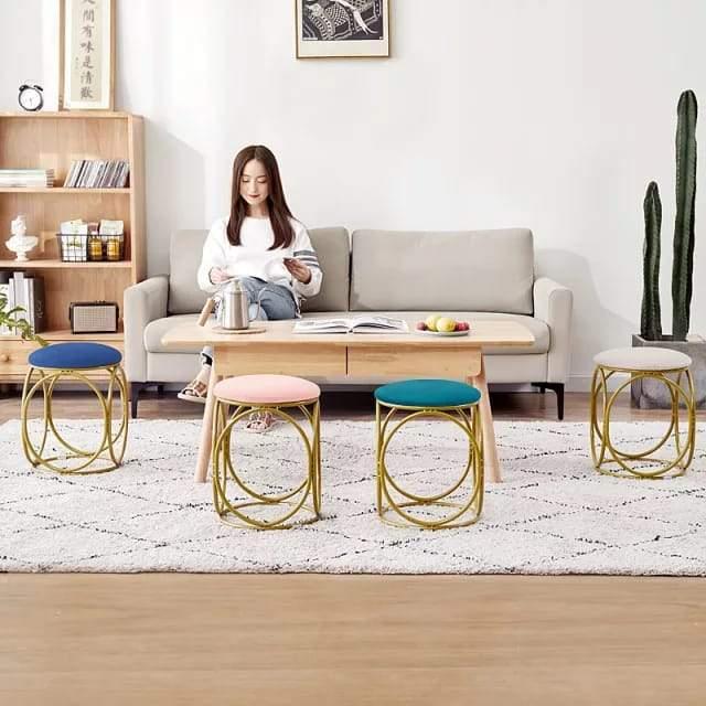 Round stool 1 Seater With Steel Stand -489 - 92Bedding