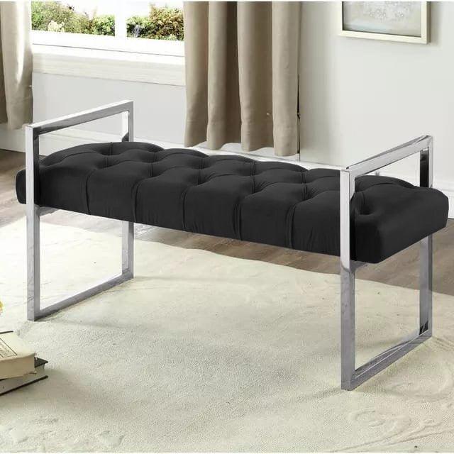 3 Seater Luxury Stainless Steel Ottoman Stool -940 - 92Bedding
