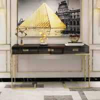 Jocise Black Narrow Console Table with Drawers Rectangle Entryway Table -1263