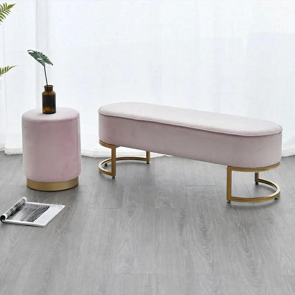 Luxury Wooden stool 3 Seater With Steel Stand -1190 - 92Bedding