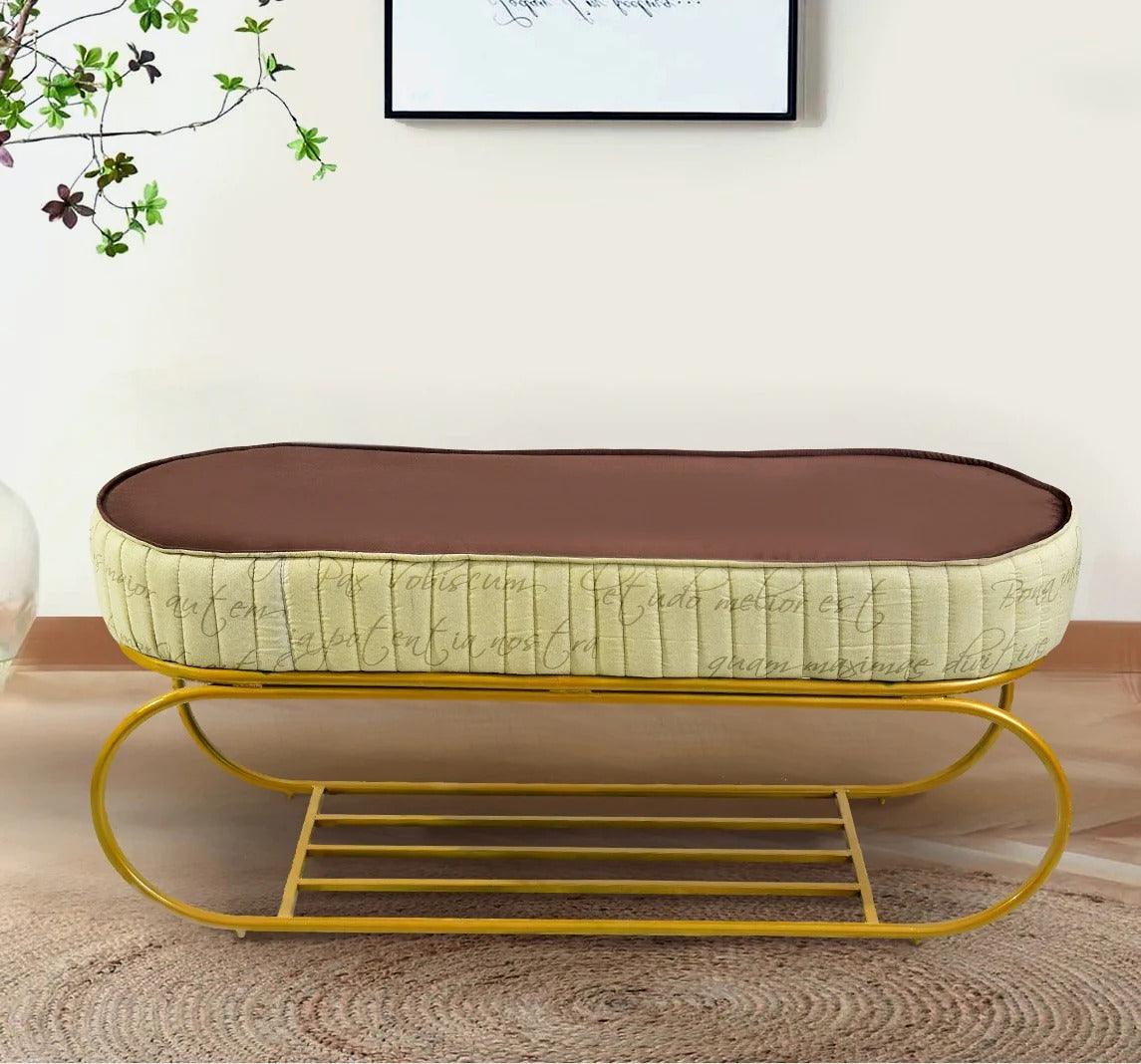 3 seater Printed Luxury Stool With Shoe Rack -1177 - 92Bedding