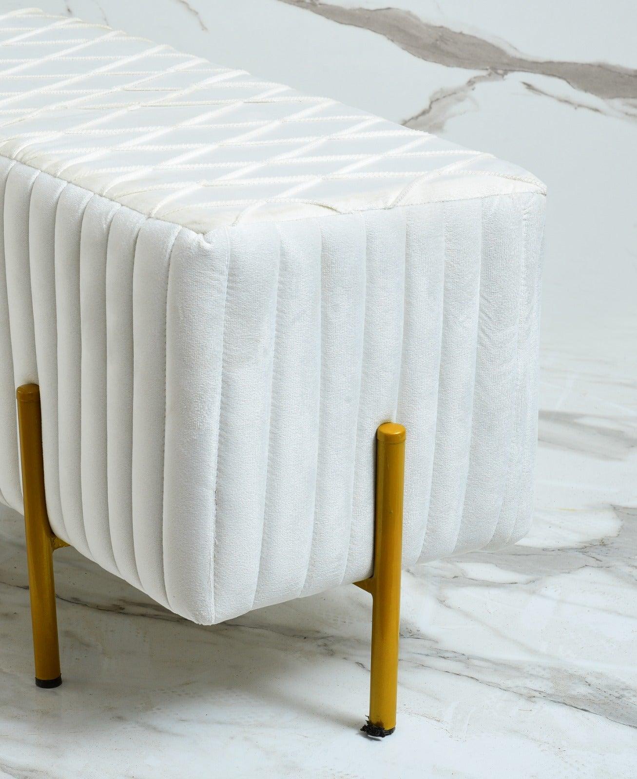 2 Seater Luxury Velvet Stool With Steel Stand -1203 - 92Bedding