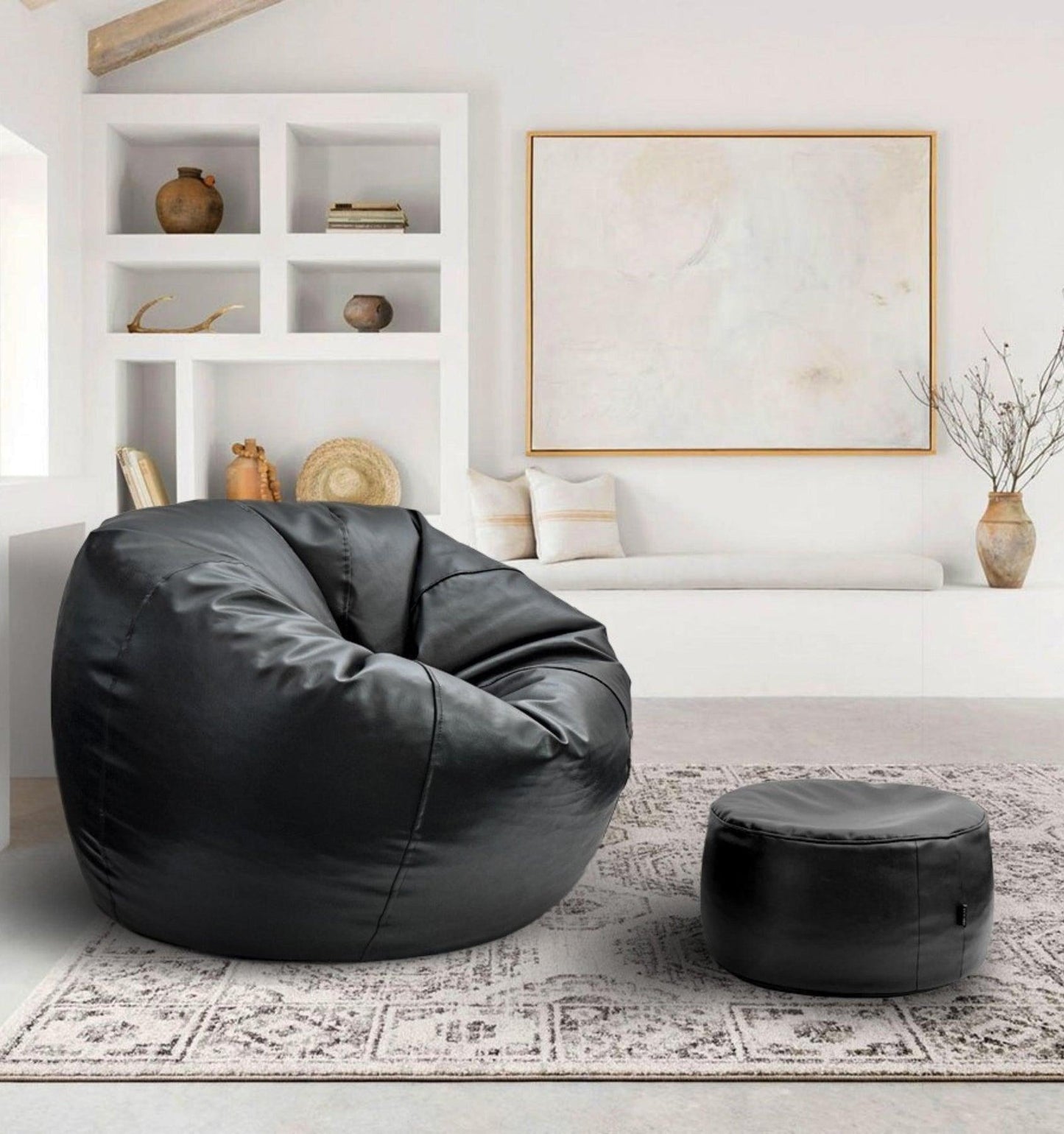 BLACK - PUFFY BEAN BAG - 92Bedding
