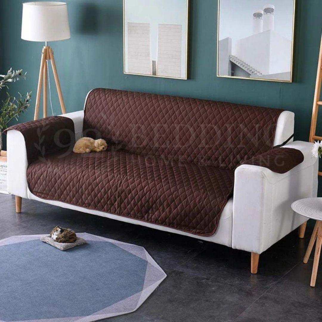 Quilted Cotton Sofa Covers Brown - 92Bedding