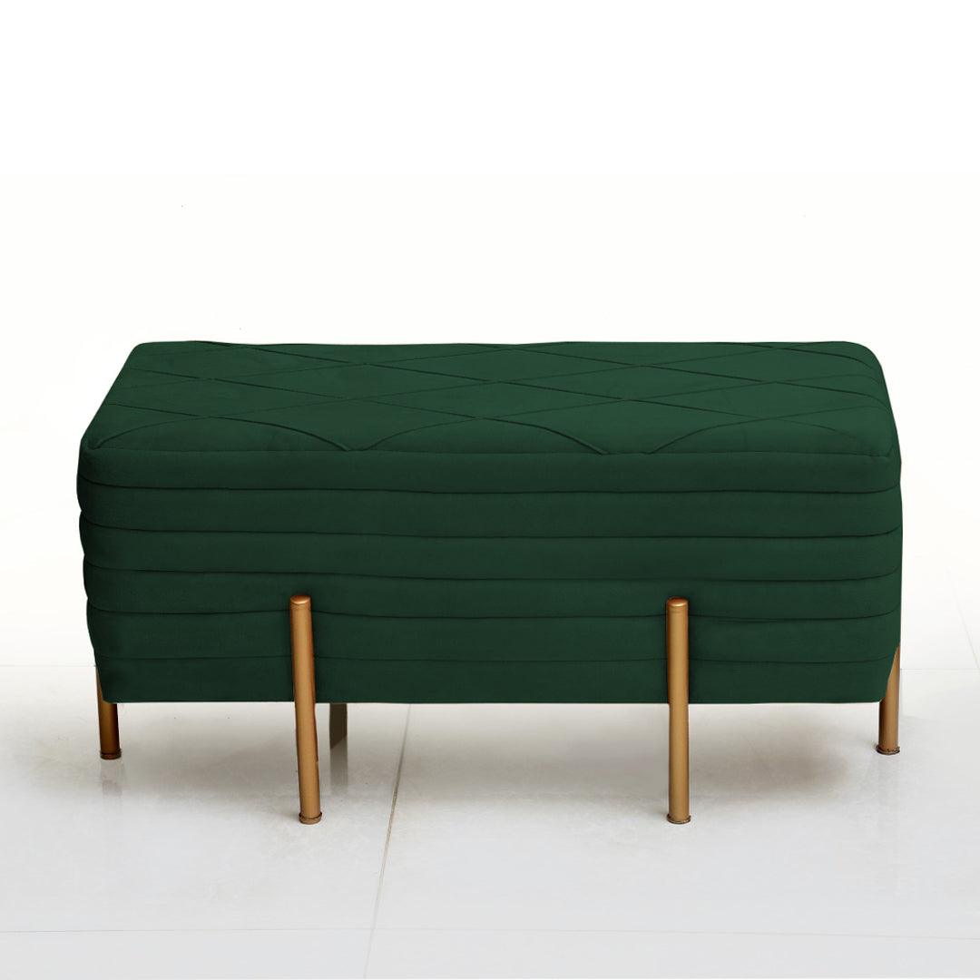 2 Seater Luxury Pleated Wooden Stool With Steel Stand-849 - 92Bedding