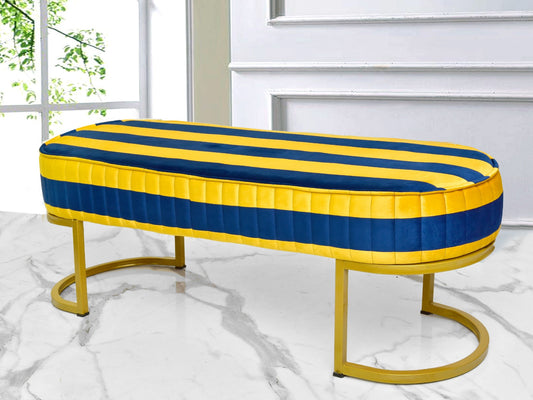 Luxury Velvet Wooden stool 3 Seater With Steel Stand -1258