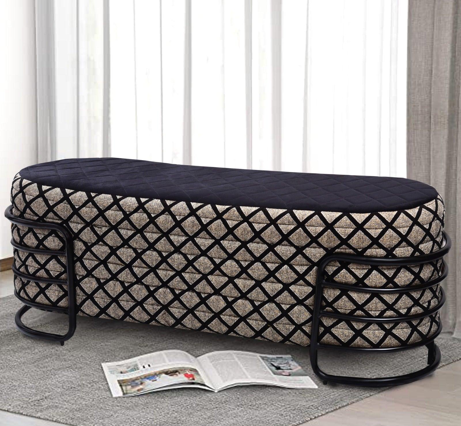 3 Seater Luxury Wooden Stool With Steel Stand -1151 - 92Bedding