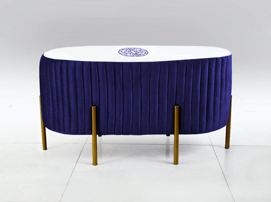 2 Seater Luxury Embroidered Velvet Stool With Steel Stand-888 - 92Bedding