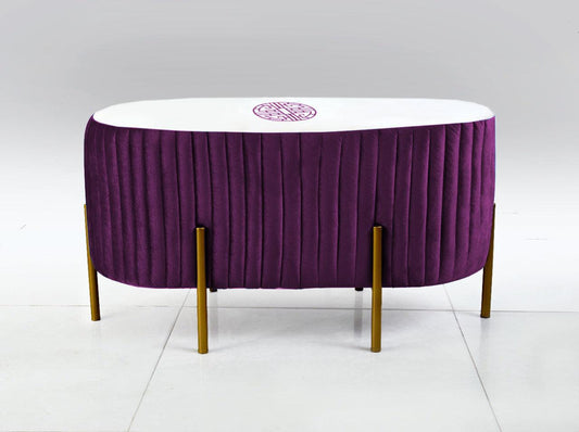 2 SEATER LUXURY EMBROIDERED VELVET STOOL WITH STEEL STAND-891 - 92Bedding
