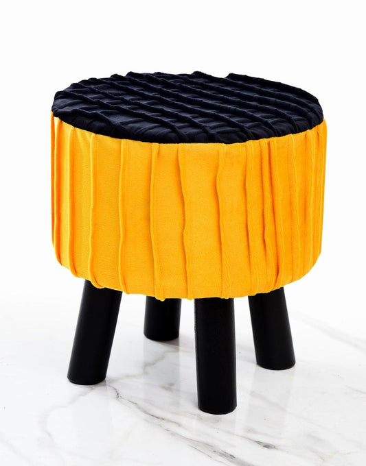 Wooden Pleated Round Stool-1149 - 92Bedding