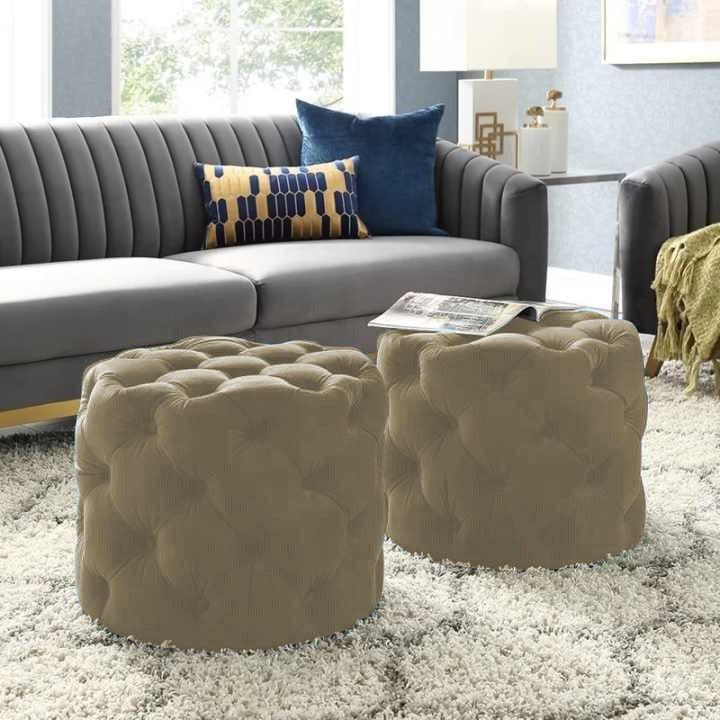 Living Room Velvet Ottoman Stool-675 - 92Bedding