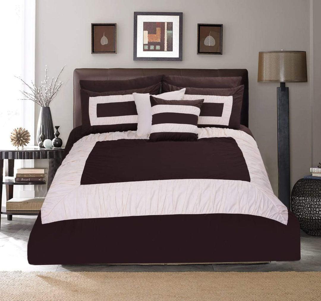 8 Pcs Chocolate & Cream Ruffled Duvet Set - 92Bedding