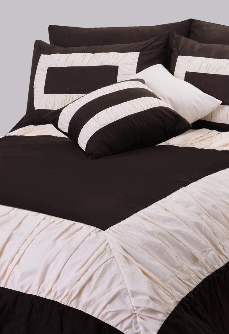 8 Pcs Chocolate & Cream Ruffled Duvet Set - 92Bedding