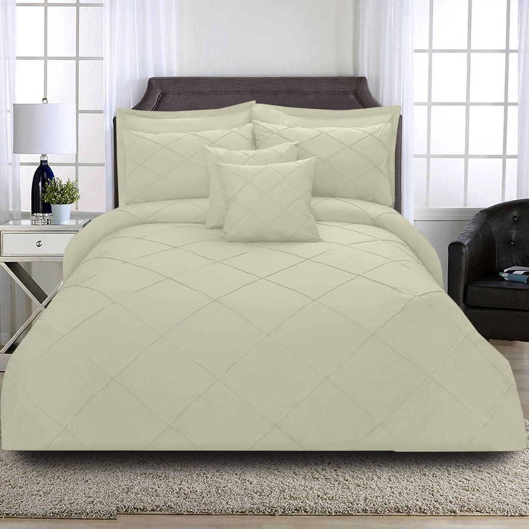 8 Pcs Cross Pleated Duvet Set - Off White - 92Bedding