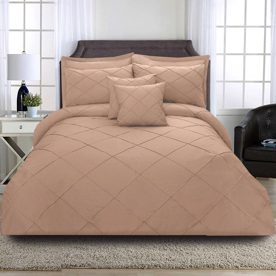 8 Pcs Cross Pleated Duvet Set - Peach