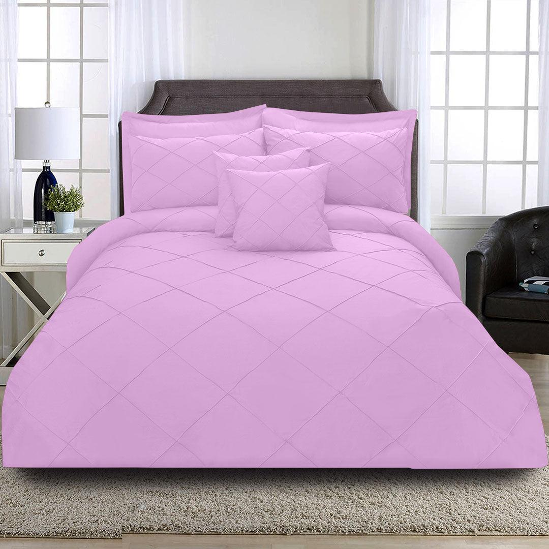 8 Pcs Cross Pleated Duvet Set - Pink - 92Bedding