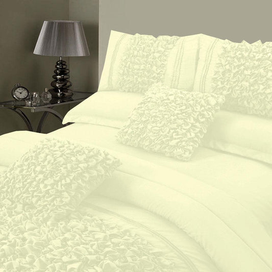 8 Pcs Embellished Comforter Set - Cream - 92Bedding
